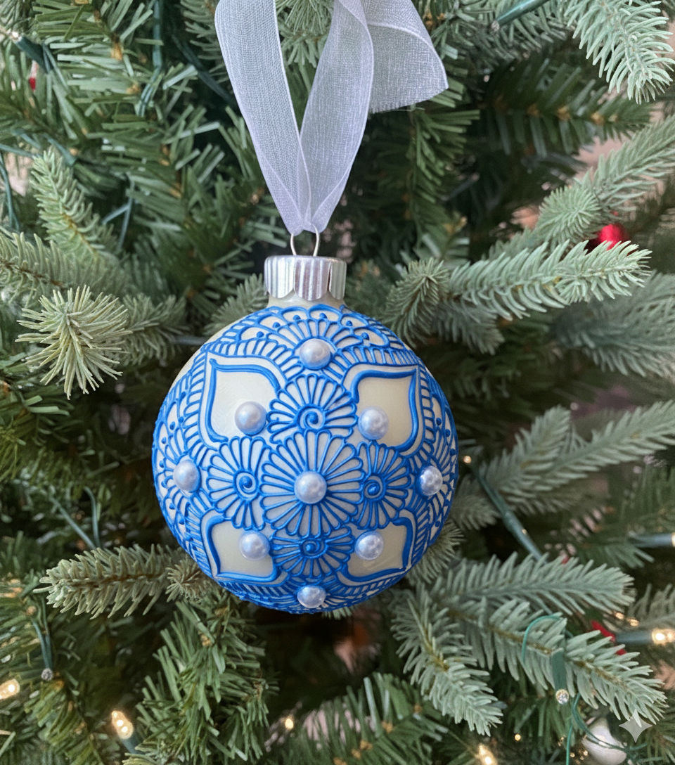 Henna Inspired Glass Ornament