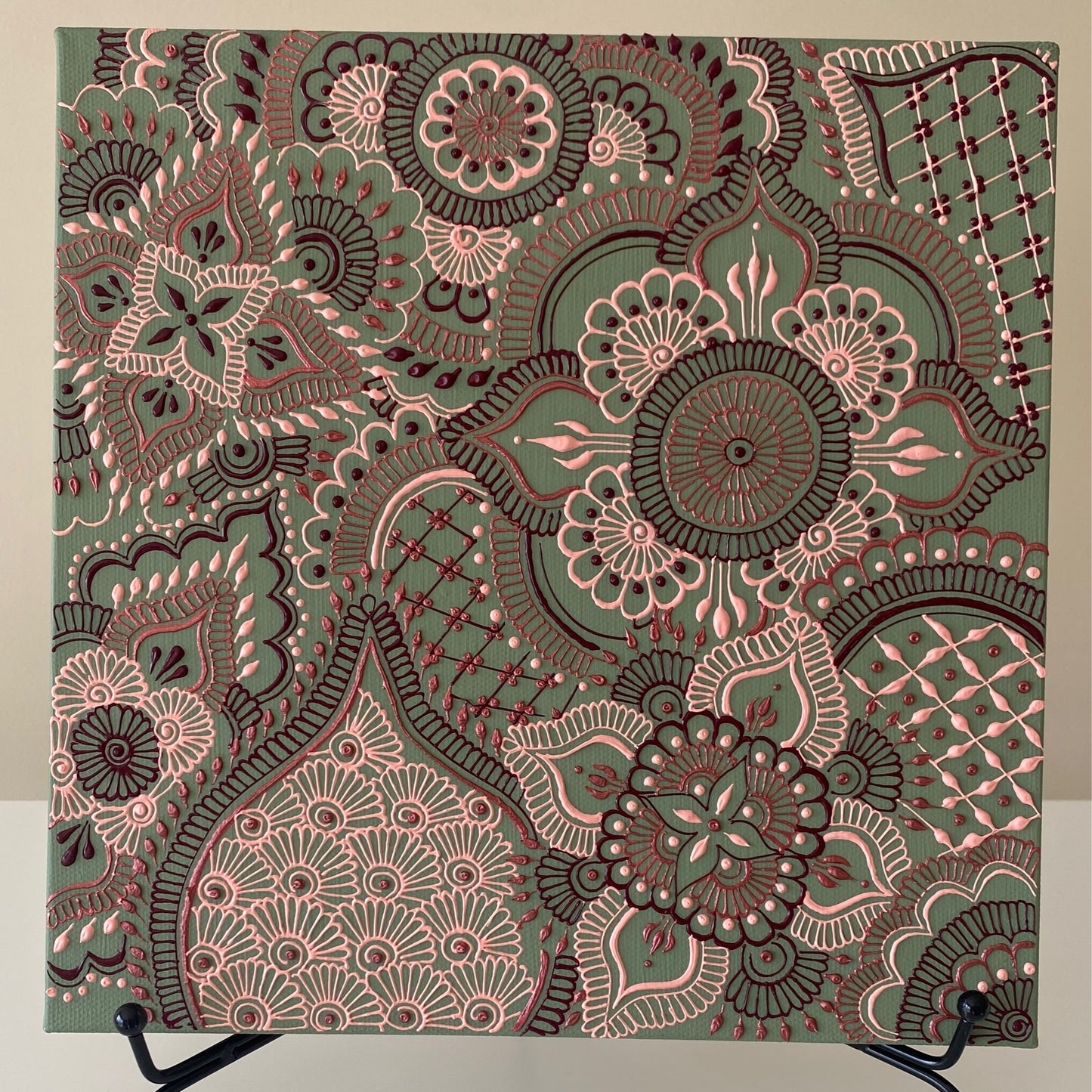 Green and Pink Henna Canvas