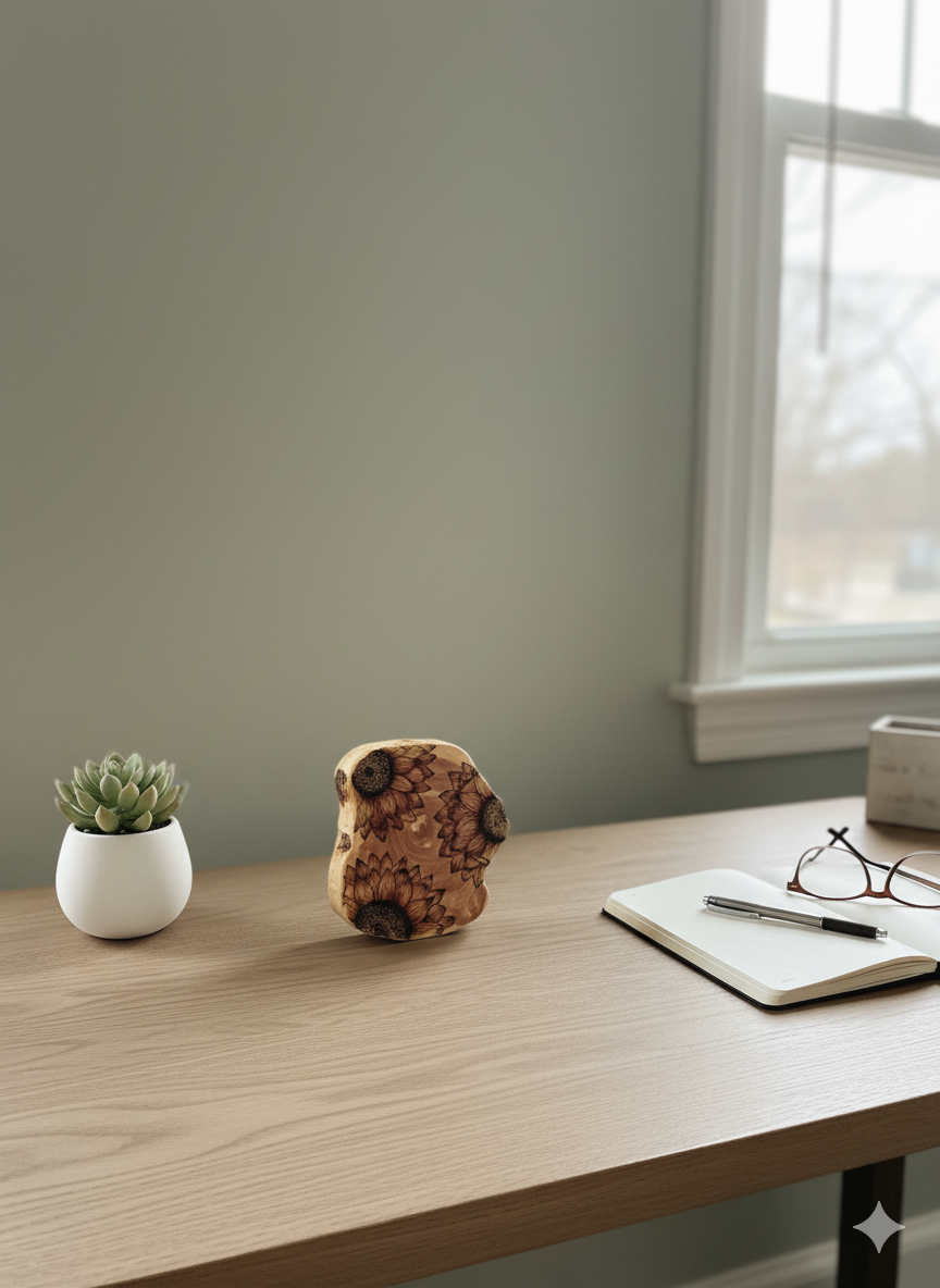 Vibrant Sunflower Round on Cedar Wood
