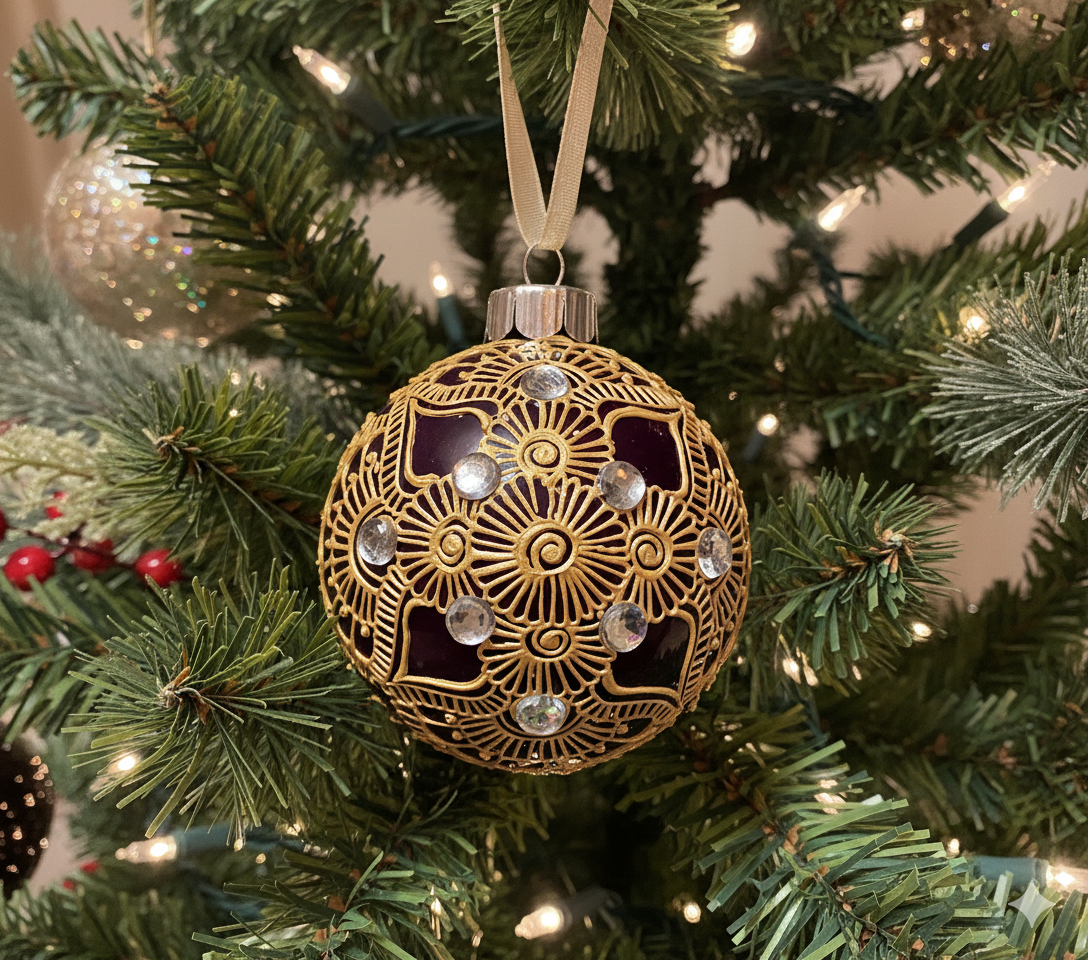 Henna Inspired Glass Ornament