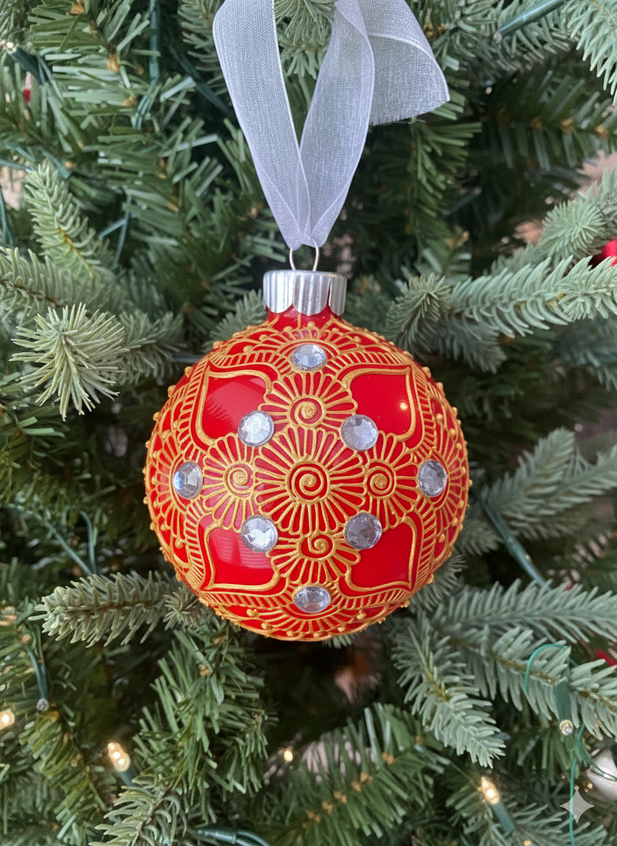 Henna Inspired Glass Ornament