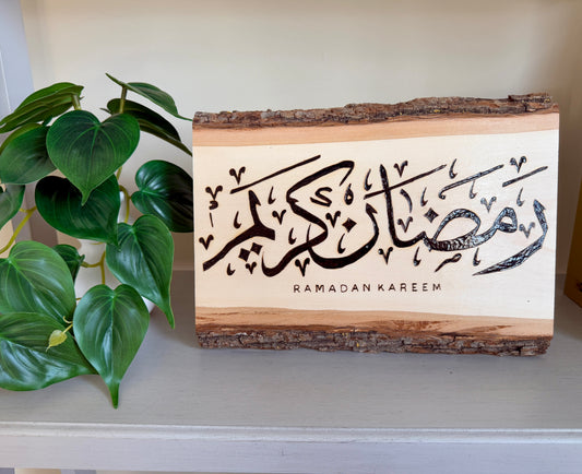 Ramadan Kareem Live Edge Wood Sign