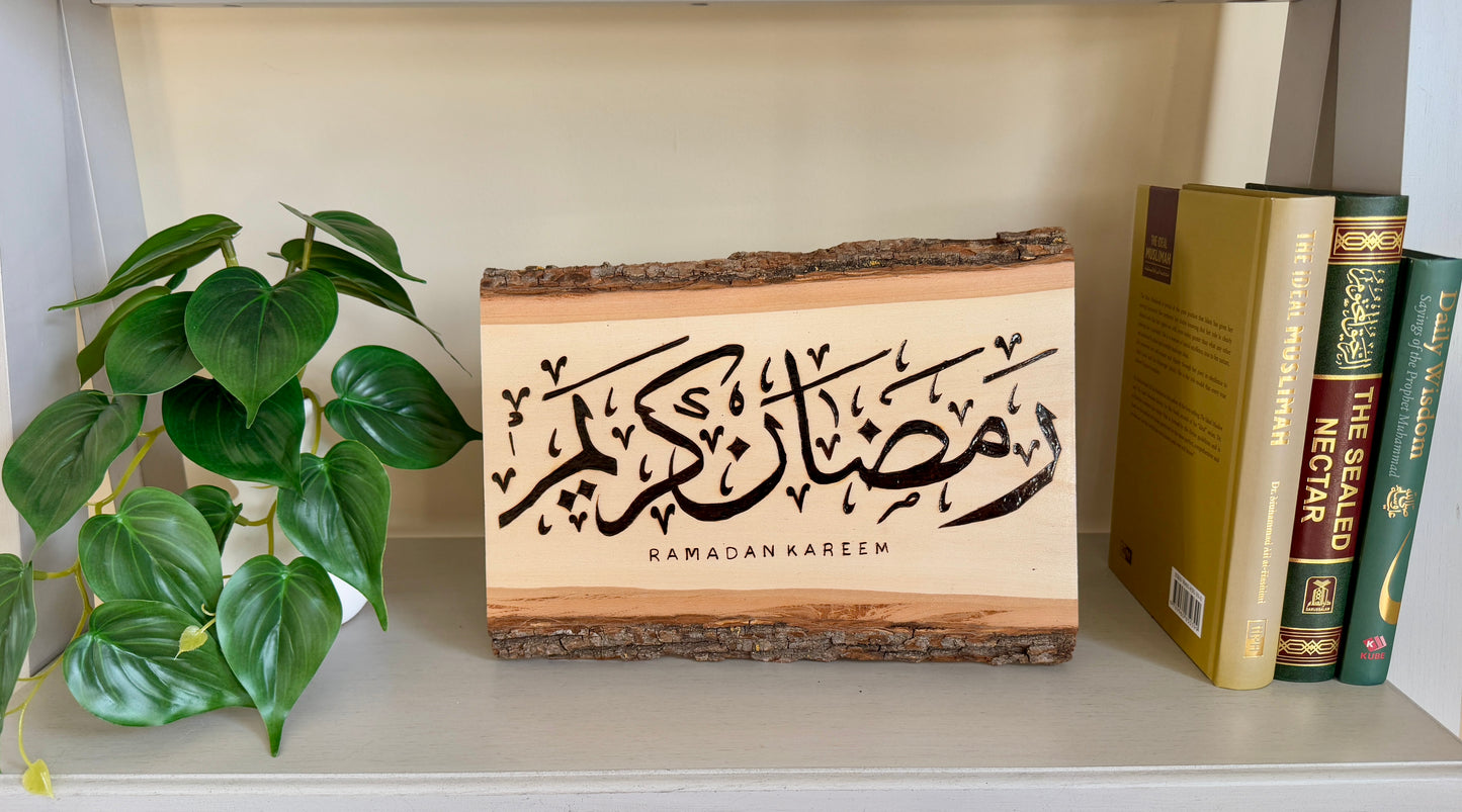 Ramadan Kareem Live Edge Wood Sign