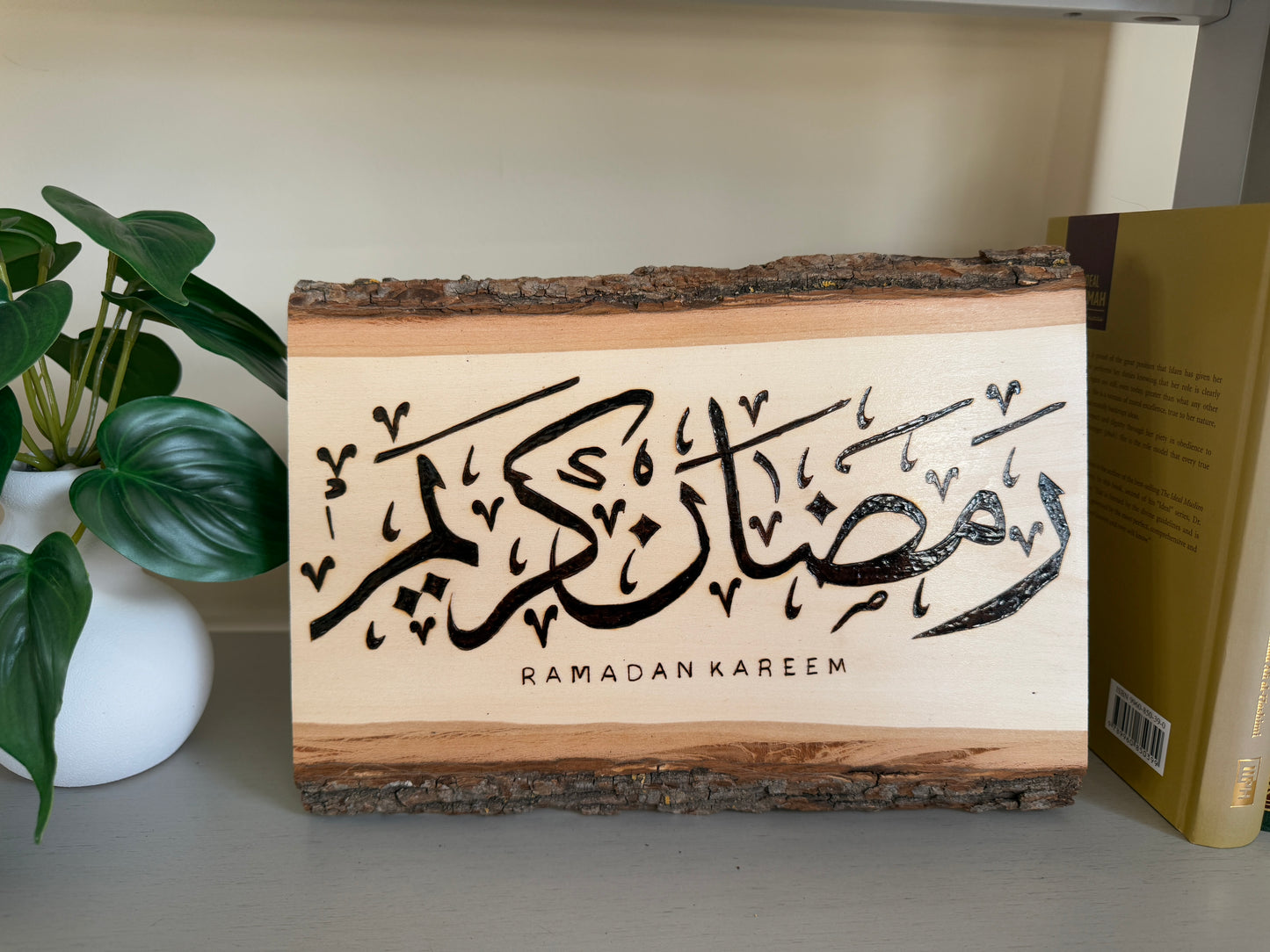 Ramadan Kareem Live Edge Wood Sign