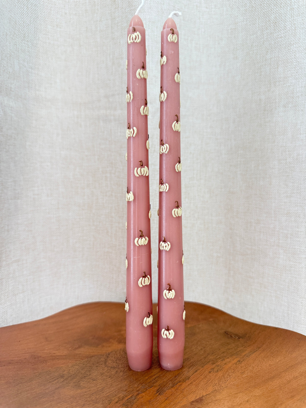 Hand Painted Pumpkin Taper Candles - Set of 2, Fall Table Decor, Autumn Dinner Candles, Thanksgiving Centerpiece, Cute Halloween & Harvest