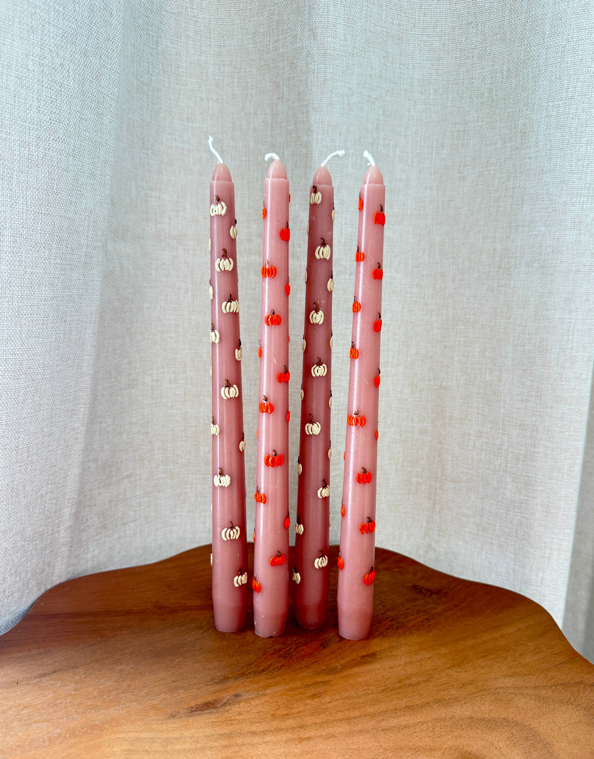 Hand Painted Pumpkin Taper Candles - Set of 2, Fall Table Decor, Autumn Dinner Candles, Thanksgiving Centerpiece, Cute Halloween & Harvest