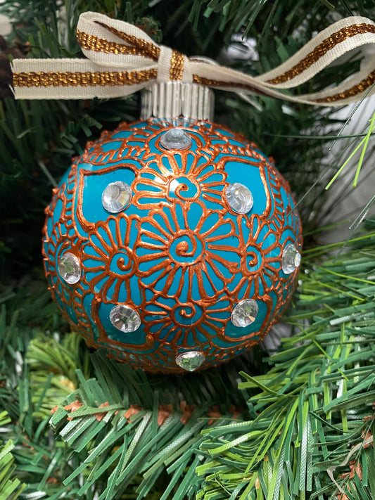 Henna Inspired Glass Ornament