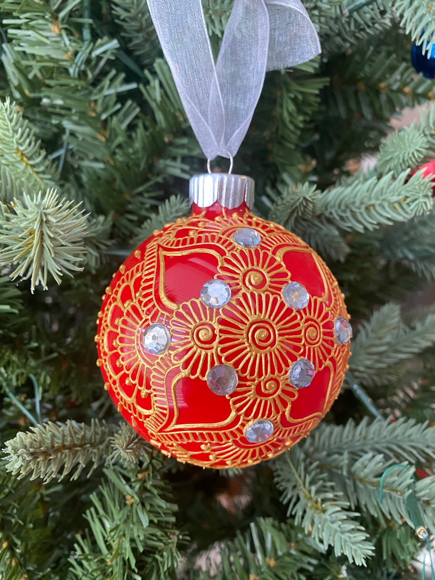 Henna Inspired Glass Ornament