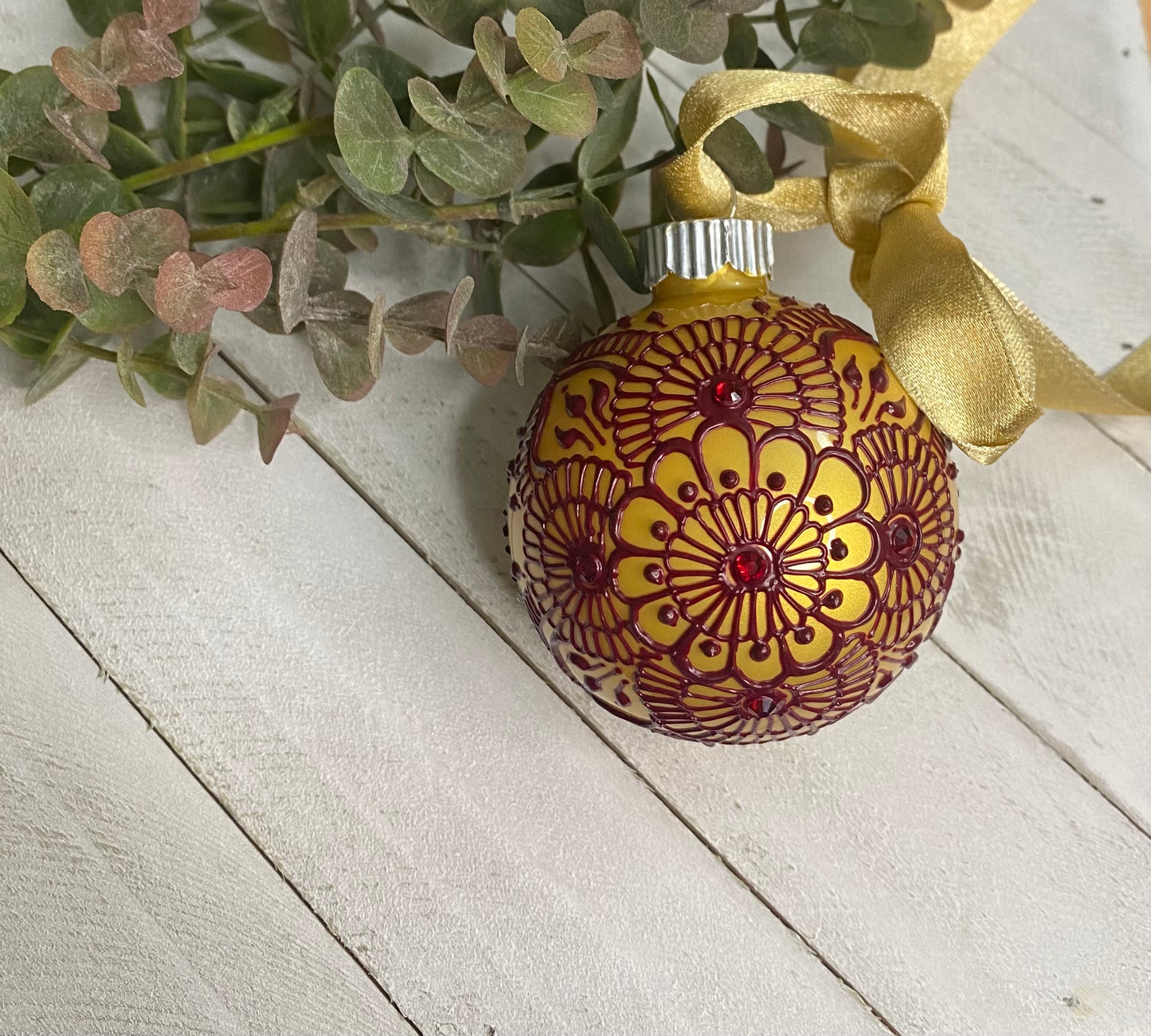 Mini Glass Henna Inspired Ornament