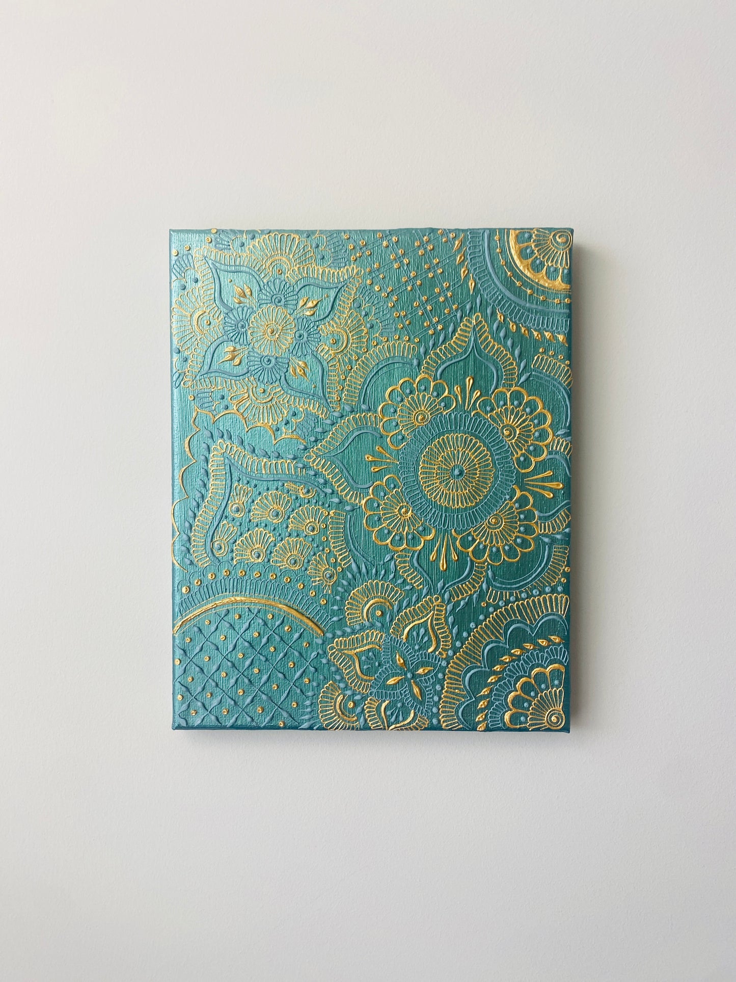 Green and Gold Henna Canvas