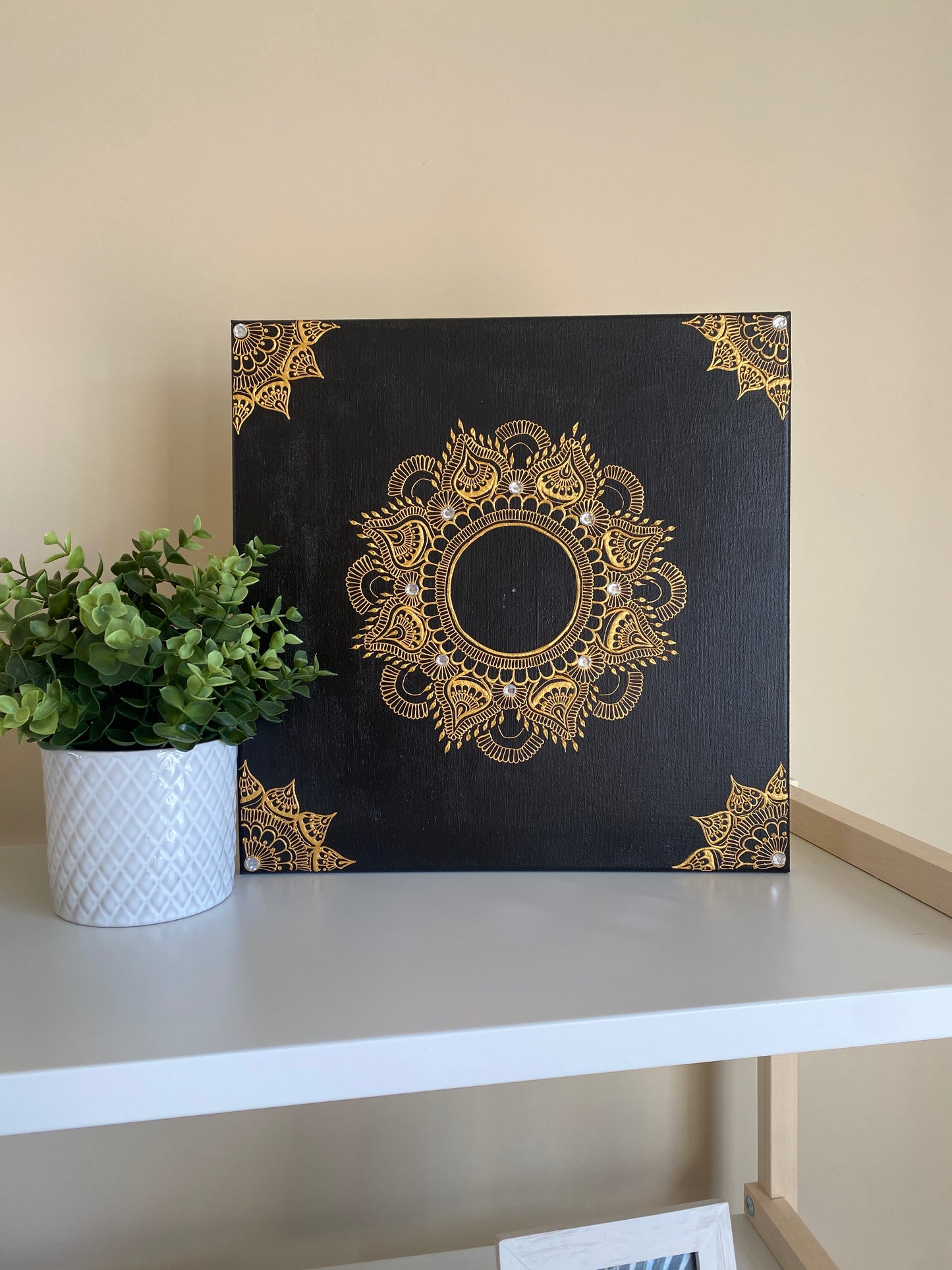 Gold & Black Mandala Henna Inspired Canvas