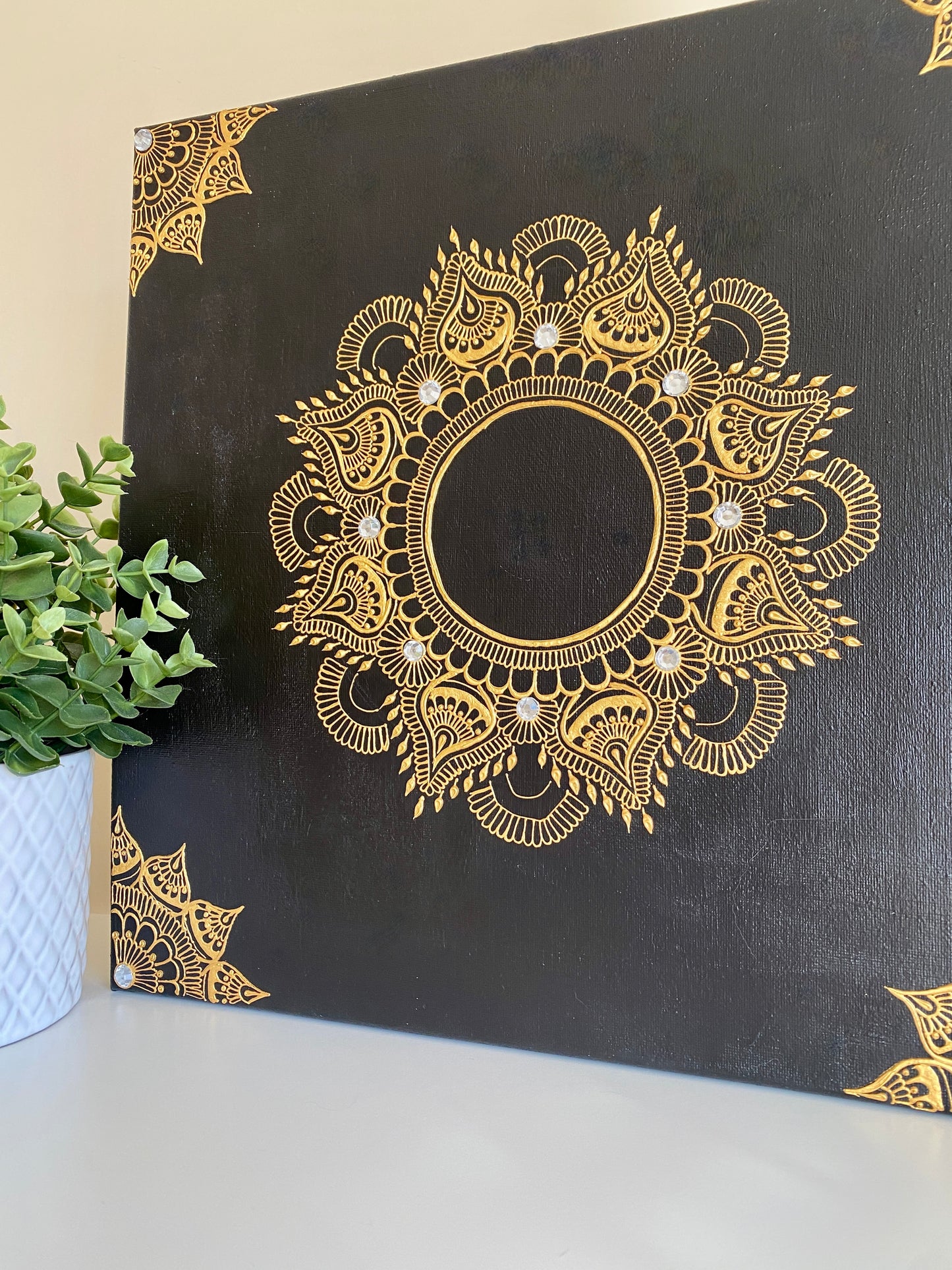 Gold & Black Mandala Henna Inspired Canvas