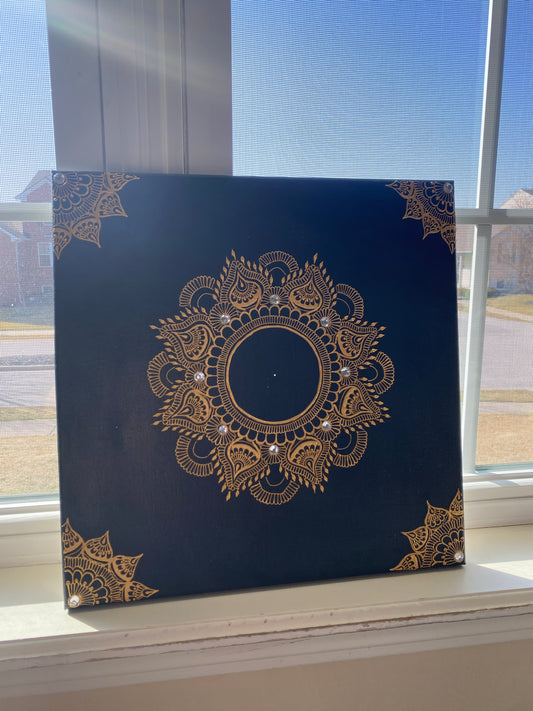 Gold & Black Mandala Henna Inspired Canvas